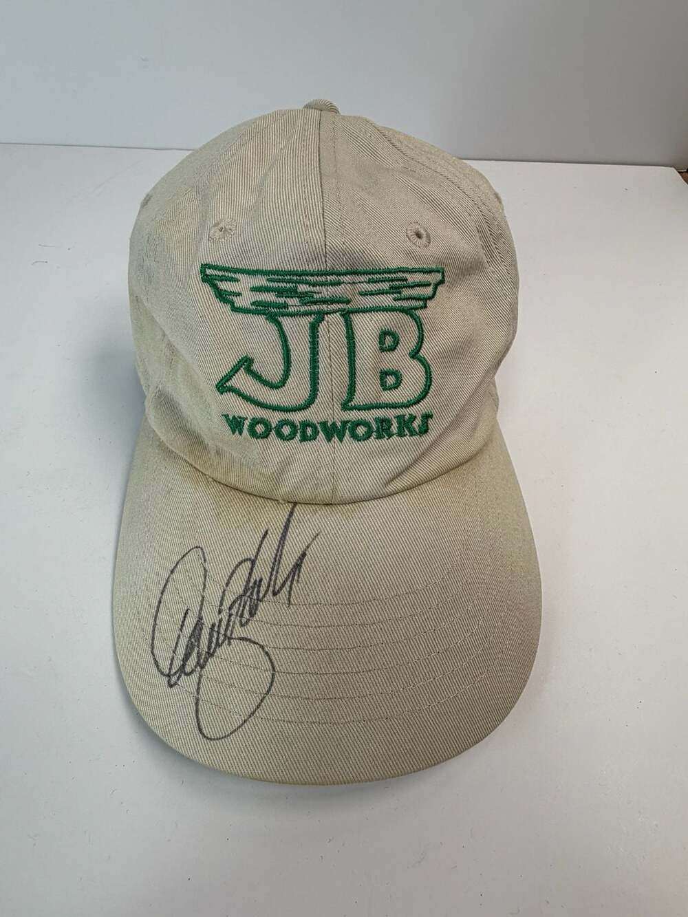 JB Woodworks Embroidered Baseball Hat Signed Autographed Denny Hamlin NASCAR